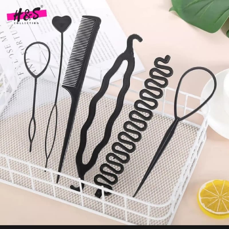 Braids Tools with Zig Zag Pony Tail Makers (Set Of 6 Pcs) Professional Brai